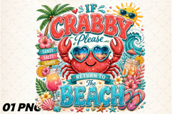 Cute Crab Beach Funny Summer PNG Product Image 1