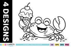 Printable crab stamp collection for coloring projects