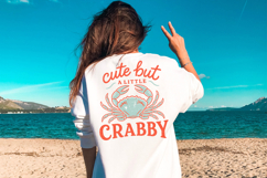 Funny crab PNG for beach shirts and coastal sublimation