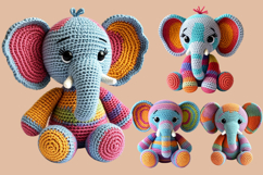 Cute Crochet Elephant Clipart Product Image 2