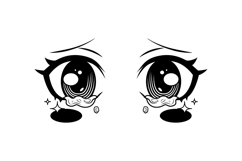 Cute crying anime eyes expression illustration graphic Product Image 1