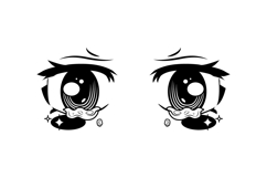 Cute crying anime eyes expression illustration vector Product Image 1