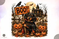 Cute Dachshund Halloween PNG, Boo Dog PNG Product Image 1