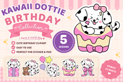 Cute Dalmatian Puppy Birthday Clipart PNG Kawaii Dog Product Image 1
