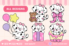Cute Dalmatian Puppy Birthday Clipart PNG Kawaii Dog Product Image 2