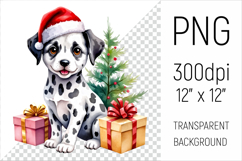 Cute Dalmatian Puppy  with Santa Hat. Perfect for sublimation, greeting cards, stickers, planners, DIY gifts, and all your holiday projects!