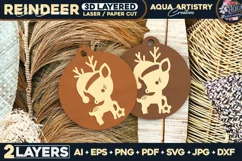 3D Baby Reindeer Laser cut Christmas Ornament for Newborn Product Image 1