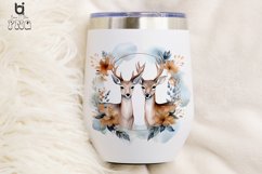 Cute Deer Flower Watercolor Sublimation Clipart Product Image 6