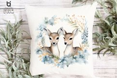 Cute Deer Flower Watercolor Sublimation Clipart Product Image 8