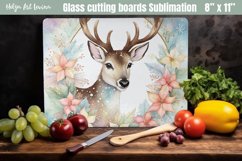 Christmas Glass Cutting Boards Kitchen | Cute deer Product Image 1