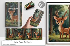 Digital Paper Cartoon Deer in Forest Product Image 1