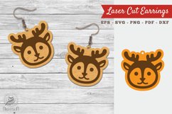 Cute Deer Laser Cut Earrings Design SVG Product Image 1