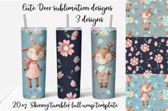 Cute Deer sublimation design Skinny tumbler wrap design 