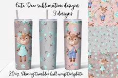 Cute Deer sublimation design Skinny tumbler wrap design 