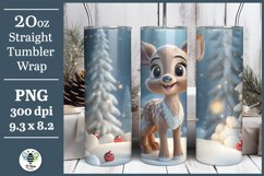 Cute deer in a winter wonderland sublimation design being shown on a 20oz tumbler