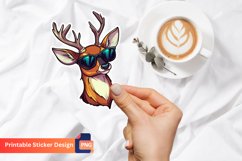 Cute Deer with Sunglasses Sticker,Funny Cartoon Deer Sticker Product Image 1