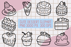 Cute Outline Dessert Clipart PNG set 10 Product Image 1