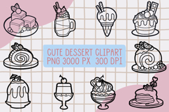 Cute Outline Dessert Clipart PNG set 2 Product Image 1