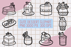 Cute Outline Dessert Clipart PNG set 3 Product Image 1