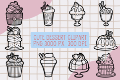 Cute Outline Dessert Clipart PNG set 4 Product Image 1