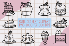 Cute Outline Dessert clipart png set 5 Product Image 1