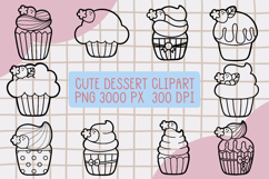Cute Outline Dessert Clipart png set 6 Product Image 1