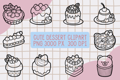 Cute Outline Dessert Clipart PNG set 8 Product Image 1