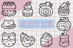 Cute Outline Dessert Clipart png set 9 Product Image 1