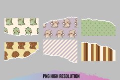 Cute Dino Pattern Torn Paper - Scrapbooking PNG Product Image 1