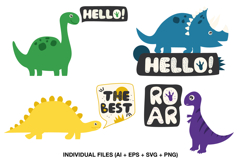 Cute dinosaur clipart with fun quotes and phrases