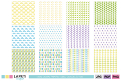 Kids dinosaur scrapbook backgrounds with colorful repeating dino designs