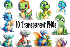 Cute Dinosaur Clipart Kids PNGs for Sublimation Vol. 1 Product Image 2