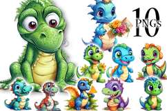 Cute Dinosaur Clipart Kids PNGs for Sublimation Vol. 1 Product Image 1
