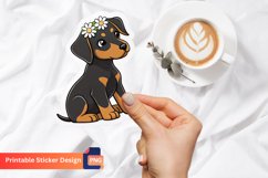 Cute Doberman Puppy Flower Sticker, Cute Animal Sticker Product Image 1
