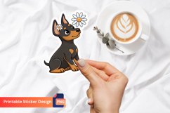Cute Doberman Puppy Flower Sticker, Cute Animal Sticker Product Image 1