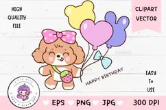 Cute dog clipart kawaii animals birthday balloon party 7 Product Image 1