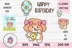 Cute dog clipart kawaii animals birthday party cartoon 5 Product Image 1