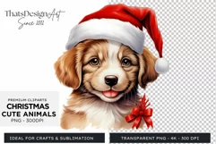 Cute Dog, Christmas Animal PNG for sublimation Product Image 1