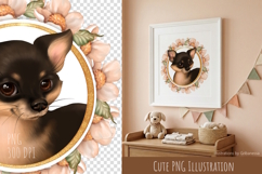 Cute Dog Floral Portrait PNG illustration Product Image 1