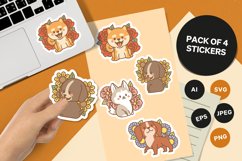 Adorable Various Puppy with Colorful Flowers Sticker Set Product Image 1