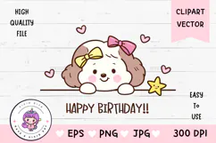 Cute dog clipart kawaii animals birthday party cartoon Product Image 1