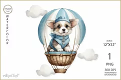 Cute dog png| hot air balloons|baby boy shower clipart Product Image 1