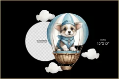 Cute dog png| hot air balloons|baby boy shower clipart Product Image 2