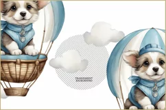 Cute dog png| hot air balloons|baby boy shower clipart Product Image 3