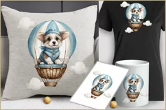 Cute dog png| hot air balloons|baby boy shower clipart Product Image 4