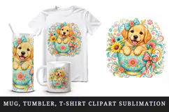 Cute dog tumbler, mug wrap, clipart sublimation design Product Image 1