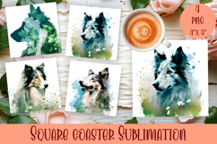 Summer Dog Square Coasters PNG, Dog Square Coaster Product Image 1