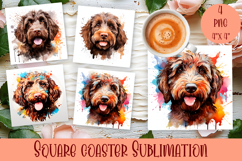Summer Dog Square Coasters PNG, Dog Square Coaster Product Image 1