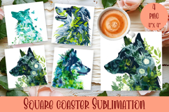 Summer Dog Square Coasters PNG, Dog Square Coaster Product Image 1