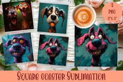 Cute dog Square Coaster Sublimation Design Product Image 1